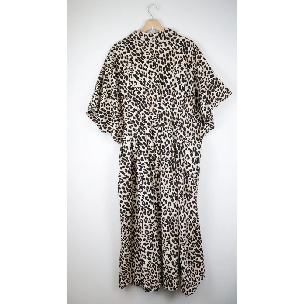 Anthropologie Exquise The Tobie Shirt Dress 3X Leopard Print Shirtdress